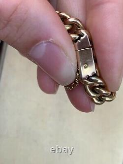 Antique Victorian 9ct Gold Curb Charm Bracelet. Weight 12.8g