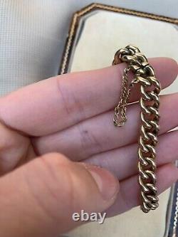 Antique Victorian 9ct Gold Curb Charm Bracelet. Weight 12.8g