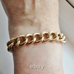 Antique Victorian 9ct Gold'Night & Day' Curb Bracelet with Padlock Clasp c1880