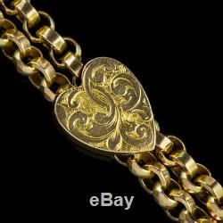 Antique Victorian 9ct Gold Slider Heart Bracelet Circa 1900