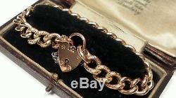 Antique Victorian 9ct Rose Gold Chunky Padlock Bracelet & Fitted Case