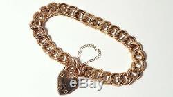 Antique Victorian 9ct Rose Gold Chunky Padlock Bracelet & Fitted Case