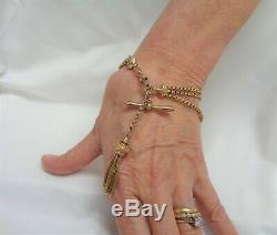 Antique Victorian Albertina Bracelet 9ct Gold with Tassel -Length 8 1/4in -18.1g