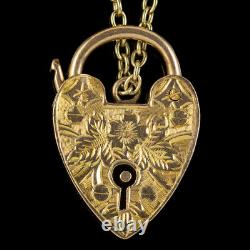 Antique Victorian Curb Bracelet 9ct Gold Heart Padlock Circa 1900