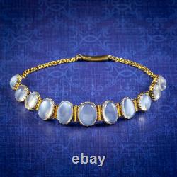 Antique Victorian Moonstone Bracelet 9ct Gold Circa 1880