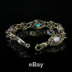 Antique Victorian Opal Blue Topaz Yellow Gold Bracelet 9ct