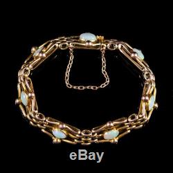 Antique Victorian Opal Gate Bracelet 9ct Yellow Gold Circa 1890