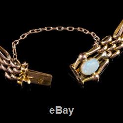 Antique Victorian Opal Gate Bracelet 9ct Yellow Gold Circa 1890
