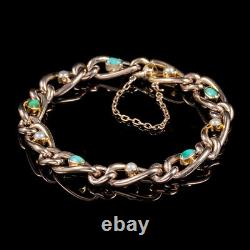 Antique Victorian Turquoise Pearl 9ct Rose Gold Bracelet Circa 1900