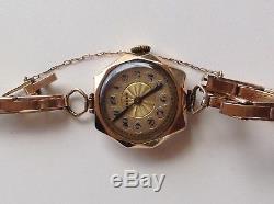 Antique/vintage ladies Rolex watch 9ct gold case and bracelet, working