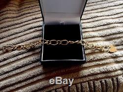 Approx 21cm Vintage Charm Bracelet Heart Lock 9ct Gold Hallmarked approx 10.7g