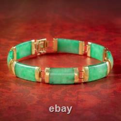 Art Deco Style Jade Bracelet 9ct Gold