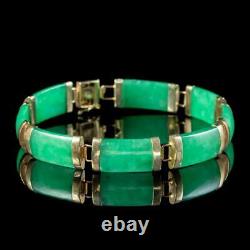 Art Deco Style Jade Bracelet 9ct Gold