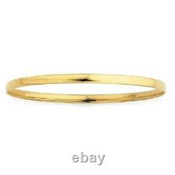 Asnew Solid 9ct Yellow Gold Bangle 3mm wide large size 70mm diameter