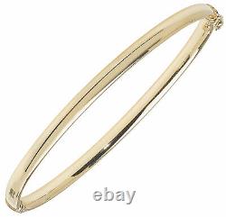 Attractive 9ct Gold Ladies Hinged Bangle 4mm