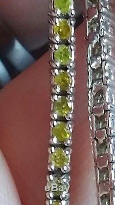 Authentic 1.90ct natural canary diamond tennis bracelet 14ct(not 9ct) white gold