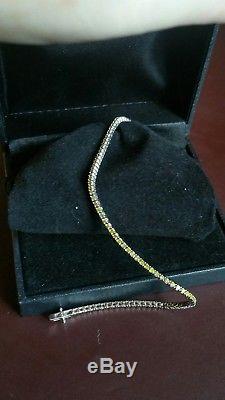Authentic 1.90ct natural canary diamond tennis bracelet 14ct(not 9ct) white gold