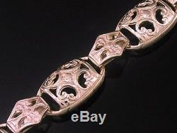 B014 VINTAGE style GENUINE 9K 9ct SOLID Rose Gold Filigree Bracelet LONG 20.5cm