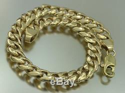B022 Genuine 9ct 9K SOLID Gold Thick Bevelled Curblink Bracelet Heavy Mens