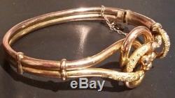 BEAUTIFUL Antique Ladies 9ct Solid Rose 375 Gold Knot Bangle Bracelet