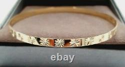 Bangle 9ct Gold 6 grams 4 mm Wide Patterned Solid 9ct Gold Diamond Cut Pattern