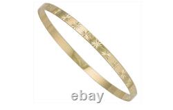 Bangle 9ct Gold 6 grams 4 mm Wide Patterned Solid 9ct Gold Diamond Cut Pattern