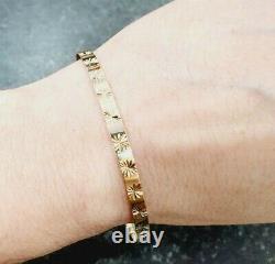 Bangle 9ct Gold 6 grams 4 mm Wide Patterned Solid 9ct Gold Diamond Cut Pattern