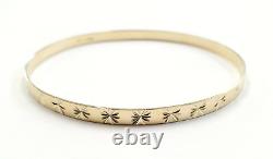 Bangle 9ct Gold 6 grams 4 mm Wide Patterned Solid 9ct Gold Diamond Cut Pattern