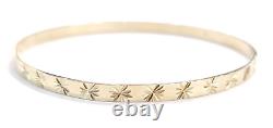 Bangle 9ct Gold 6 grams 4 mm Wide Patterned Solid 9ct Gold Diamond Cut Pattern