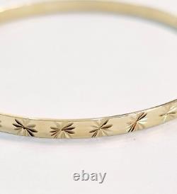 Bangle 9ct Gold 6 grams 4 mm Wide Patterned Solid 9ct Gold Diamond Cut Pattern