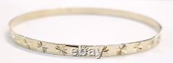 Bangle 9ct Gold 6 grams 4 mm Wide Patterned Solid 9ct Gold Diamond Cut Pattern