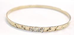 Bangle 9ct Gold 6 grams 4 mm Wide Patterned Solid 9ct Gold Diamond Cut Pattern