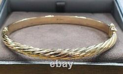 Bangle 9ct Gold Ladies 4.99 grams Gift Boxed Twist 5.5mm Wide Hinged