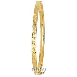 Bangle 9ct Gold Patterned Greek Key Design 4mm Bracelet Hinged Hallmarked