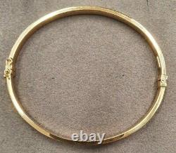 Bangle 9ct Gold Patterned Greek Key Design 4mm Bracelet Hinged Hallmarked