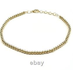 Beaded Bracelet 9ct Gold 8 Long 2.6mm Wide Balls 4 grams