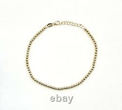 Beaded Bracelet 9ct Gold 8 Long 2.6mm Wide Balls 4 grams