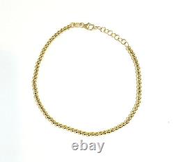 Beaded Bracelet 9ct Gold 8 Long 2.6mm Wide Balls 4 grams