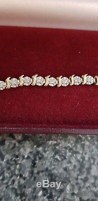 Beautiful 9ct Gold And Diamond Tennis Bracelet, Hallmarked. 50 carat