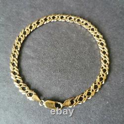 Beautiful 9ct Gold Bracelet 8.25 inches 8.4g Double Curb Bracelet Italy