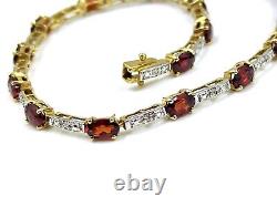 Beautiful 9ct Gold Bracelet With Diamond And Garnet 20cm Hallmarked