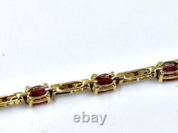 Beautiful 9ct Gold Bracelet With Diamond And Garnet 20cm Hallmarked