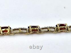 Beautiful 9ct Gold Bracelet With Diamond And Garnet 20cm Hallmarked