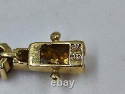 Beautiful 9ct Gold Bracelet With Diamond And Garnet 20cm Hallmarked