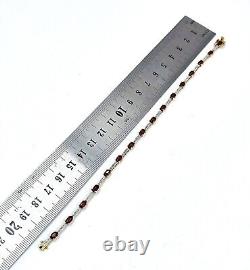 Beautiful 9ct Gold Bracelet With Diamond And Garnet 20cm Hallmarked