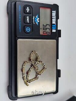 Beautiful 9ct Gold Bracelet With Diamond And Garnet 20cm Hallmarked