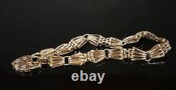 Beautiful 9ct Gold Fully Hallmarked Fan Shape 4 Bar Gate Padlock Clasp Bracelet