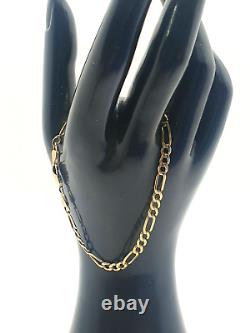 Beautiful 9ct Yellow Gold Unisex Figaro Chain Bracelet 3.9g 8 MUST SEE