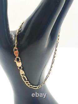 Beautiful 9ct Yellow Gold Unisex Figaro Chain Bracelet 3.9g 8 MUST SEE