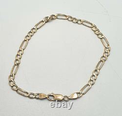 Beautiful 9ct Yellow Gold Unisex Figaro Chain Bracelet 3.9g 8 MUST SEE